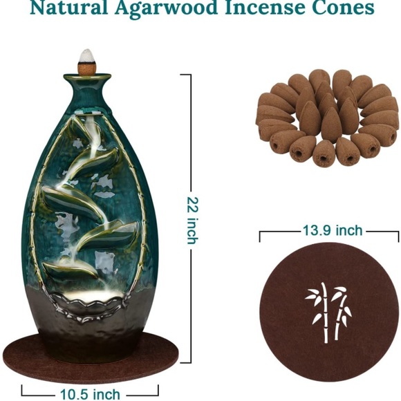 NEW Incense Waterfall Burner Ceramic Backflow Incense Holder Home Decor - Picture 4 of 13